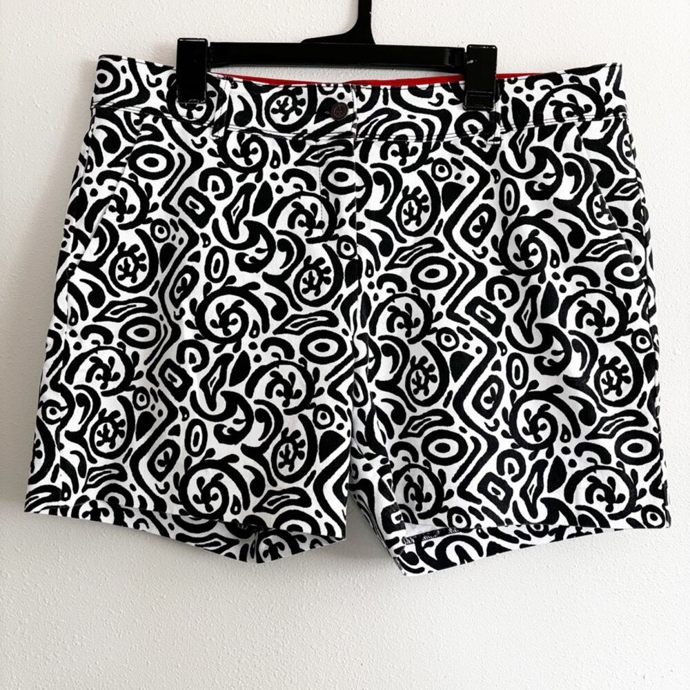 Isaac Mizrahi Shorts Sz 16 Black White Pattern Cotton Chinos New York Dressy